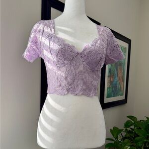 Used Like New Lavender Lace Crop Top